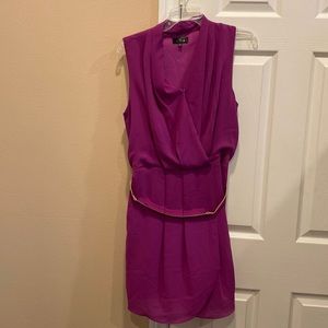 Fable sleeveless faux wraparound dress with belt